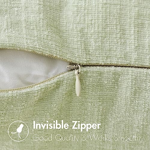 MIULEE Soft Chenille Lumbar Throw Pillow Covers Light Green 12x20 Inch - Image 3