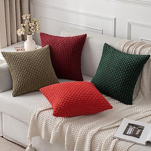 MIULEE Decorative Throw Pillow Covers 20x20 Olive Green Textured Corduroy - Image 4