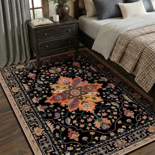 RELEANY Washable Area Rug, 5'x8', Black/Colorful - Image 4