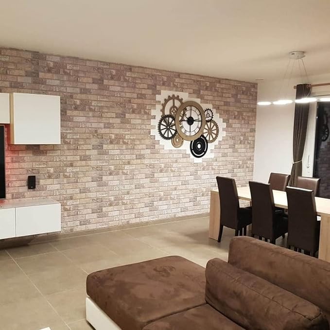 Dundee Deco 3D Wall Panels Faux Brick - Cladding Red Brown Grey Stone Look Wall Paneling, Styrofoam, Sample, Size 10 x 10 in. - Image 6