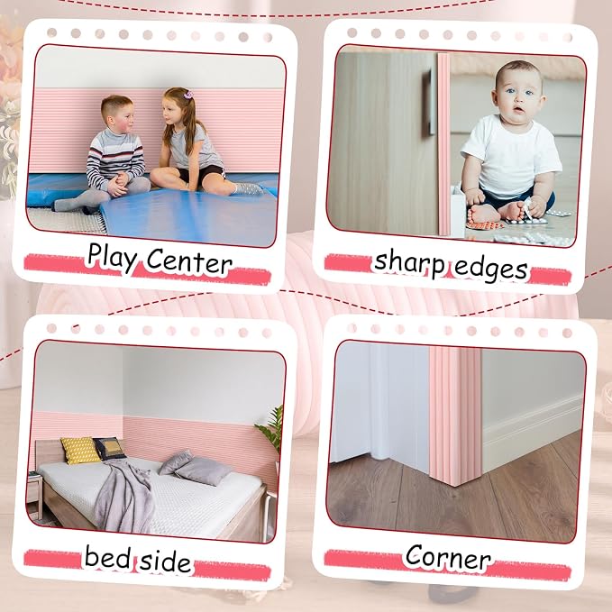 15.8 x 78.7 Inch Wall Padding for Kids, Pink, 1 Roll | Anti Collision Wall Padding Padded Wall Panels 3D DIY Headboard for Autism Playroom Nursery Bedroom Living Room Corner Guards - Image 5
