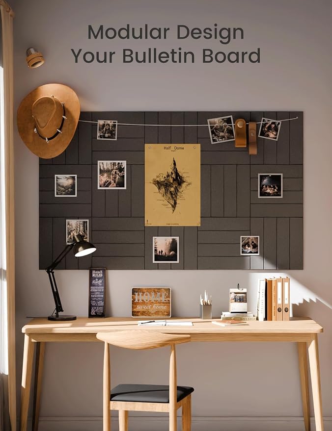 Fluxynara Felt Bulletin Board & Cork Board Alternative, Charcoal Gray | 48" x 36" Pin board, Removable Adhesive Tabs, Easy Install Without Wall Damage, For Home Office Decor - Image 5