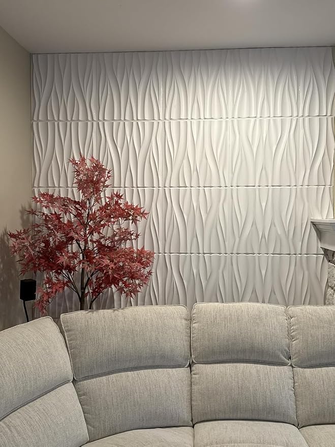 STICKGOO Wave 3D Wall Panels, White, 19.7" x 19.7", 12 Pack | PVC Accent Wall Panels for Interior Wall Decor, Living Room, Bedroom, Cover 32.4 Sq.Ft - Image 9