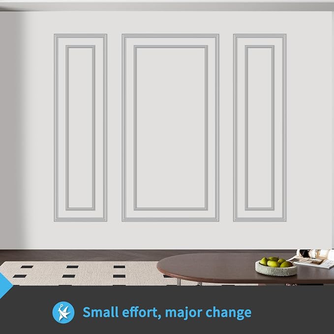 Art3d Premade Bilinear Frame Molding Set, Wainscoting Panels, 3 Whole Frame | Polystyrene, Lightweight, Effortless Installation, Shock-Resistant, Long-Lasting, Ideal for Living Rooms, Bedrooms - Image 3