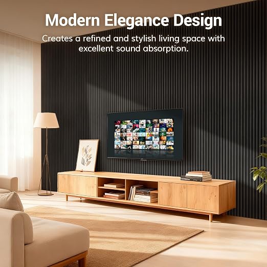 TONOR Wood Wall Panels for Interior Wall Decor-4 Pack 47.2" x 23.6" | Wood Slat Acoustic Panels-31ft², Soundproof Wall Panels for Noise Cancelling and Decoration, Living Room, Black - Image 6