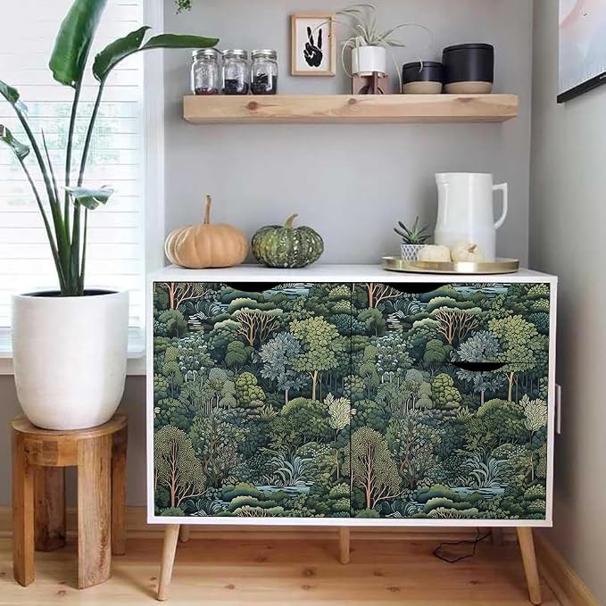 18"x236" Nature Forest Trees Rivers Peel and Stick Self Adhesive Wallpaper Removable Contact Paper Stick on Easy Peel Off Wall Paper for Kitchen Bedroom Bathroom Renter - Image 5