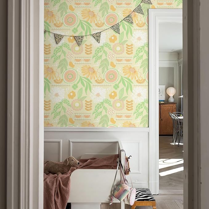 Simon&Siff Boho Floral Wallpaper Peel and Stick, 17.3" x 480" | Removable Contact Paper Dark Botanical Flowers Wall Mural for Decorative Bedroom Bathroom Home Wall - Image 7