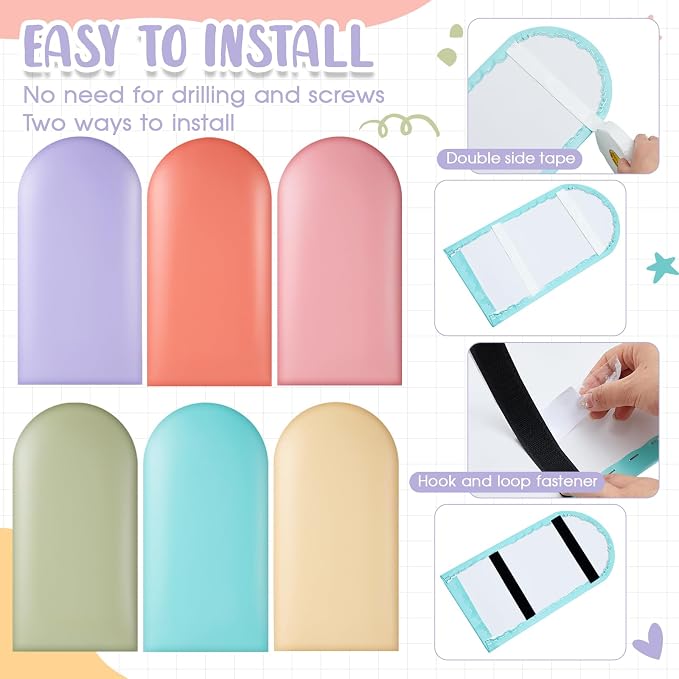Jetec 6 Pcs Kids Wall Padding Panels, 1.18 Inch Thick Foam Wall Protector, 15.75 x 7.87 Inch Soft 3D Pastel Safety Panels for Nursery & Playroom - Image 4