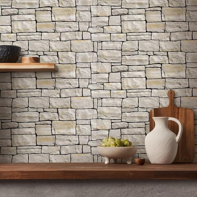 COMSTICKC 3D Peel and Stick Faux Stone Wall Panels for Quick DIY Wall Decor | 12 Pcs 22.8" x 11.8", Not Real Stone, Lightweight Thin PVC Decorative Sticker for Wall Makeover, Cover 22.48 sq ft - Image 6