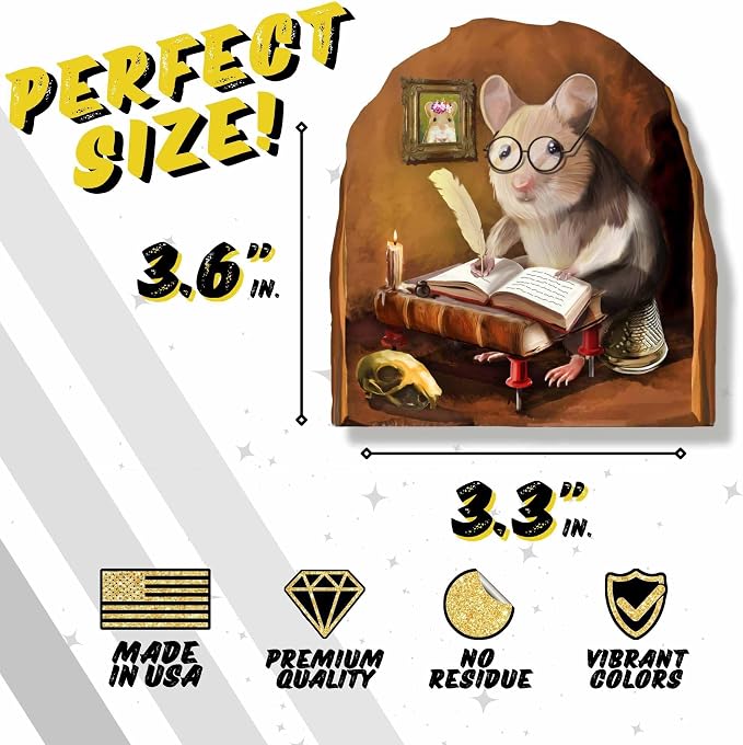 Mouse Reading Book, Wall Decor Sticker Decal, Kids Room, Classroom, Home, Bedroom, Bookcase, Book Lover, of Mice and Men, Children, Adorable, (Novelist Mouse) - Image 4