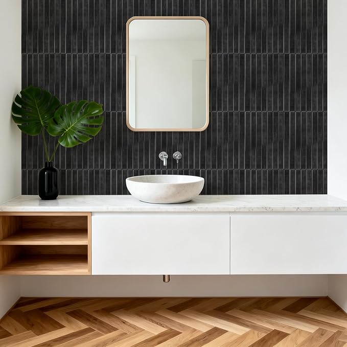 WOWSTAR 10-Sheet Thickened Black Peel and Stick Backsplash for Kitchen, Back Splashes Stick on Tile, Waterproof Wall Tiles - Image 8