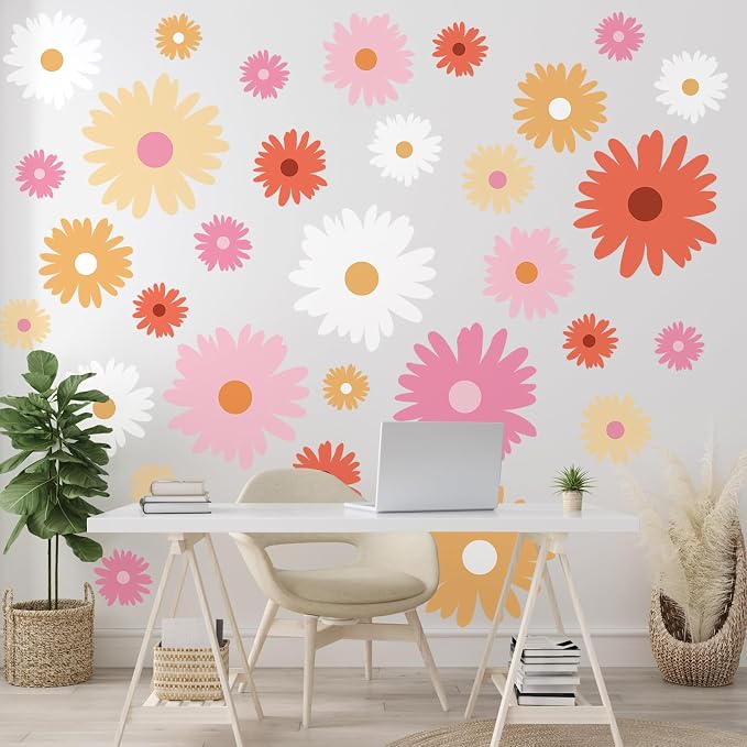 TaoBary 12 Sheet Large Daisy Wall Stickers Decal Flower Wall Sticker | Big Flower Wall Decal, Floral Sticker, Daisy Bedroom Room Decor, Peel and Stick, Nursery Home Wall Decor - Image 7