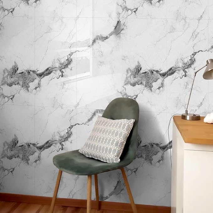 10pcs Thick Marble Peel and Stick Waterproof Wall Panels,Heat-Resistant Backsplash Tile, 23.6"x11.8" PVC Foam Wall Sticker for Kitchen,Living Rooms,TV Walls,Grey White (Not Real Tile 19.4Sq. Ft.) - Image 9