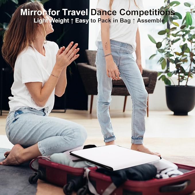 LPHUMEX White Foldable Full Length Mirror for Dance Bag, 33x13 Inch Portable Folding Body Mirror for Dance Travel Wedding Golf - Image 2