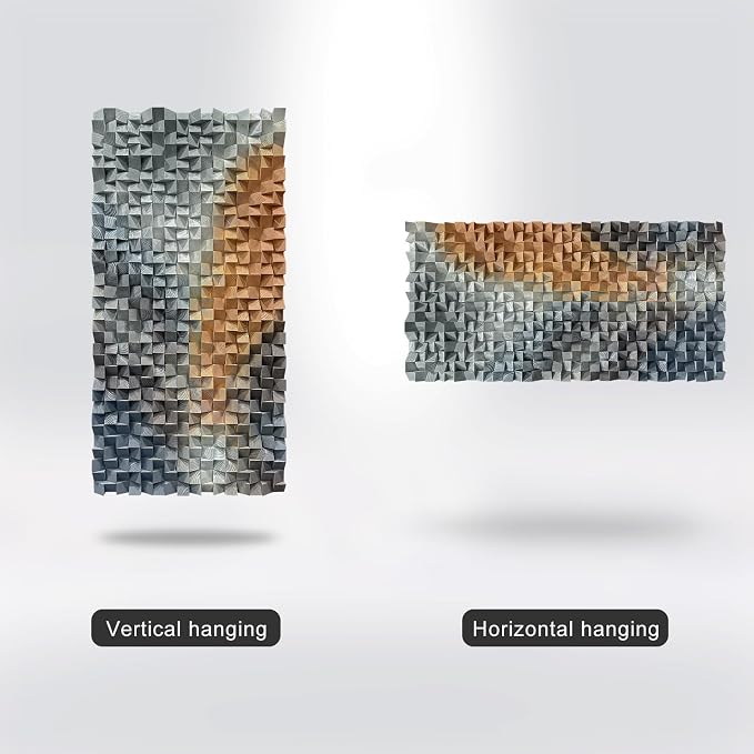 LIUZEYUE - Premium Artisanal 3D Wood Wall Sculpture, Large Hand-Painted Geometric Mosaic Mural, Unique Solid Wood Statement Piece for Luxury Living Room, 2-Way Hanging Orientation 35.4"x70.8" - Image 5