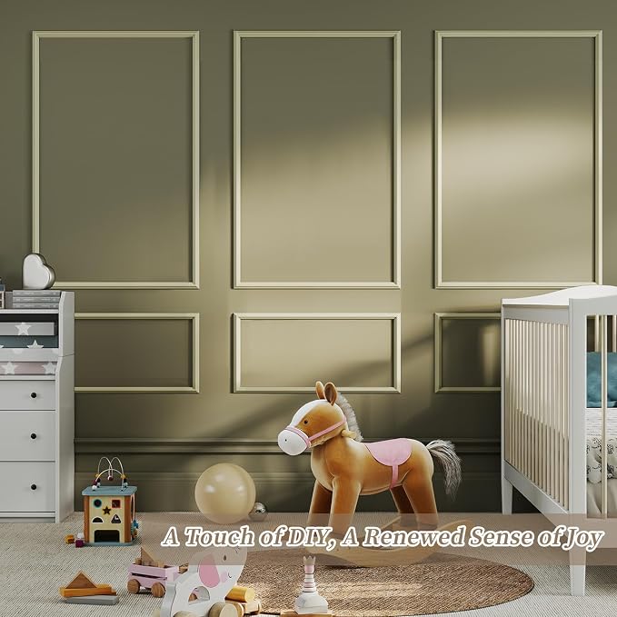 JBER Peel and Stick Wall Molding Kit, 6 Pre-Cut Wainscoting Panels | Ready-to-assemble pre-cut molding, 3D trim panels for interior wall décor, living room & bedroom, 3 top 3 bottom - Image 5