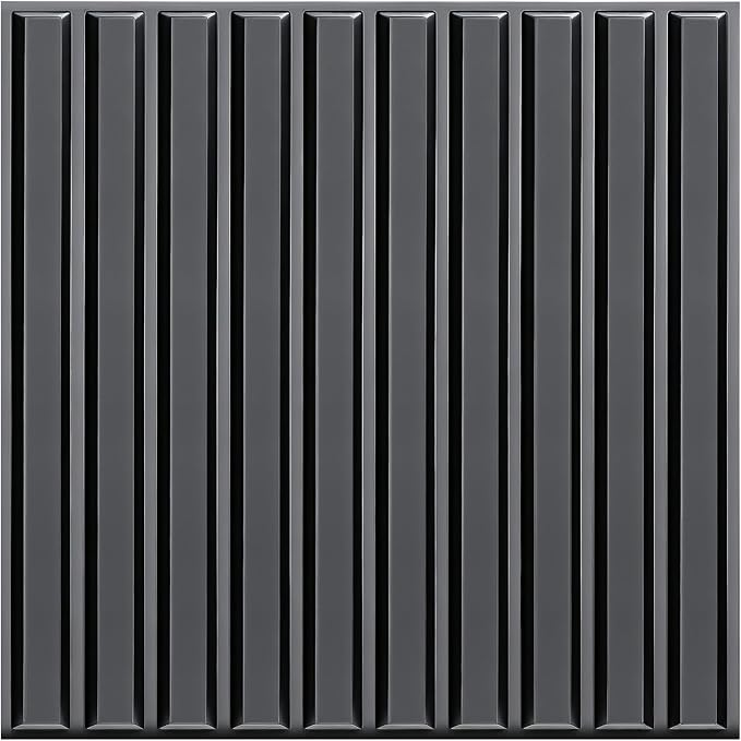 TroyStudio Slat Acoustic Sound Diffuser Panels, 19.7 X 19.7 X 0.5 inches 12 Pcs Black PVC Plastic 3D Wall Panel, Recording Studio Acoustical Treatment Diffusion panel, Art Decorative Ceiling Tiles by TroyStudio