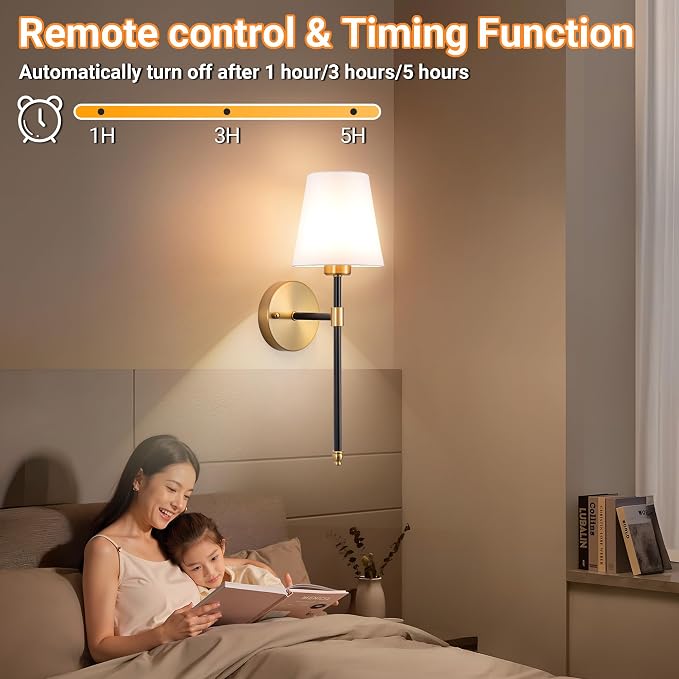 Nekhung Battery Operated Wall Sconces Set of 2, Wireless Wall Light with 10000mAh RGB Dimmable Magnetic Bulb, Rechargeable Wall Sconce with Remote Control for Bedroom Living Room - Image 6