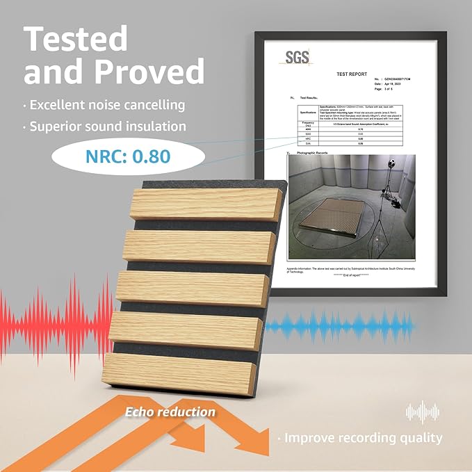 Art3d 4pcs-107 x 8in Slat Acoustic Panel for Wall and Ceiling, 3D Fluted Sound Absorbing Panel with Wood Finish, Oak - Image 4