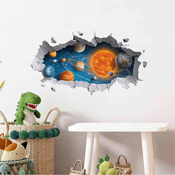 Space Planet Wall Decals Stickers, Solar System Wall Art Peel and Stick, Removable Vinyl Wall Decor for Bedroom, Living Room, Office, Home Decoration - Image 6