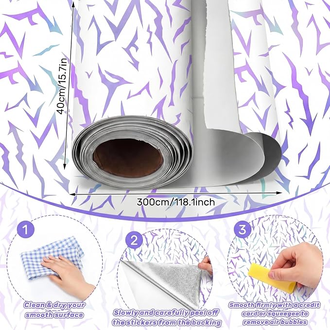 Drydiet Kpop Theme Wallpaper Peel and Stick Contact Paper 15.8 x 118.1 | Self Adhesive, Purple Energy Pattern Design, Easy Apply Remove,Wall Sticker for Home Locker Dorm Classroom Living Room Decor - Image 2