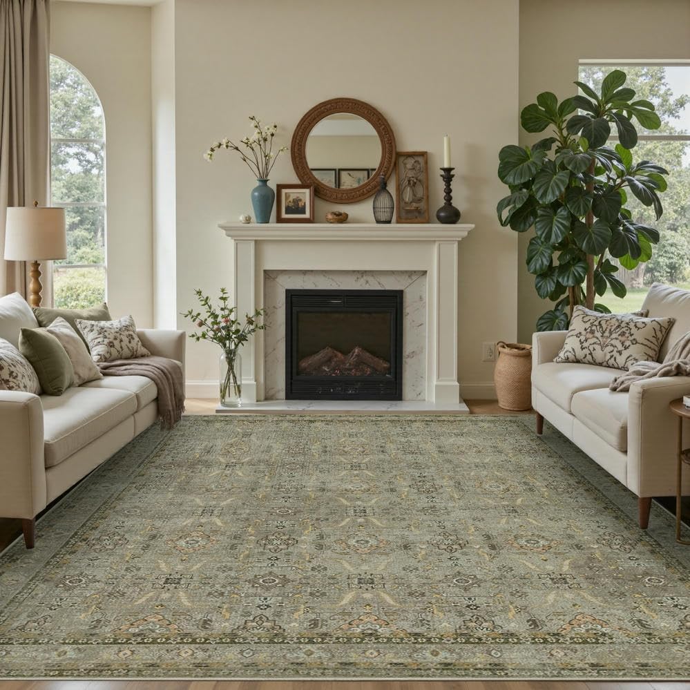 Rugxara 8x10 Area Rugs for Living Room Large Washable Rug, Olive Green - Image 5
