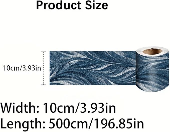 Blue Abstract Wallpaper Border 196x4 Inch Peel and Stick Wall Border Modern Wave Pattern Removable Vinyl Wall Trim Bathroom Kitchen Living Room Bedroom Home Decor - Image 8