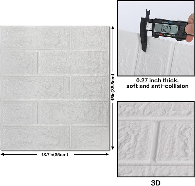 10PCS 3D Wall Panels Peel and Stick Foam, Self-Adhesive Decorative 3D Brick Wallpaper Wall Covering, Faux Stone Wall Panel Foam Brick for Living Room, Kitchen, Bathroom - Image 3