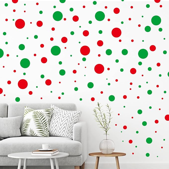 Zonon 264 Pcs Polka Dots Wall Stickers Vinyl Peel and Stick Kids Room | Removable Circle Dots Decor for Nursery Bedroom Playroom, Colorful Red Green Design, Easy Apply No Damage to Walls by Zonon