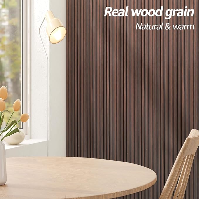 Art3d 108 x 6 in WPC Wood Slat Wall Panels, 3D Wall Accents, 8-Pack, Walnut | Real Wood Grain, Durable, Water Resistant, Wear-Resistant, No Emission, Eco-Friendly, Easy to Care, for Living Room, Bedroom - Image 5