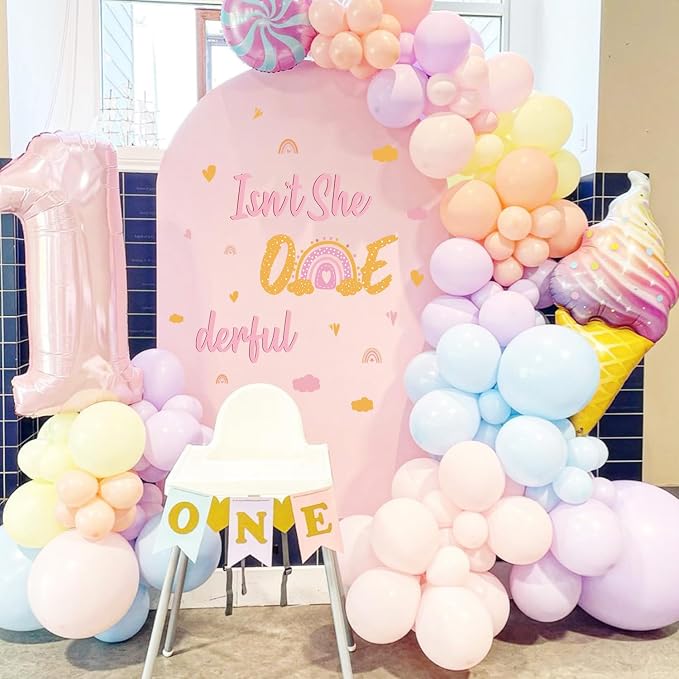 LHIUEM Boho Rainbow 1st Birthday Decals Cloud Rainbow Sweet Heart Shaped Decorations Wonderful Baby Girl Gift Bohemian Isn’t She Onederful First Birthday Stickers for Party Banner Backdrop Supplies - Image 6