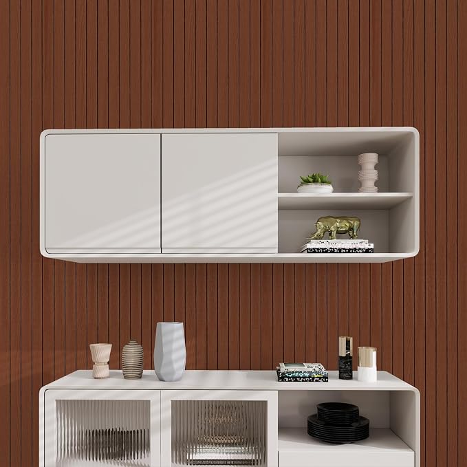 3D Wood Slat Wall Panels Peel and Stick Faux Wood Grain Thick Wallpaper 15.7"x118" Acoustic PET & IXPE Foam Paneling Self-Adhesive Decor for RV Living Room Bedroom Ceiling DIY Accent Wall Covering - Image 6