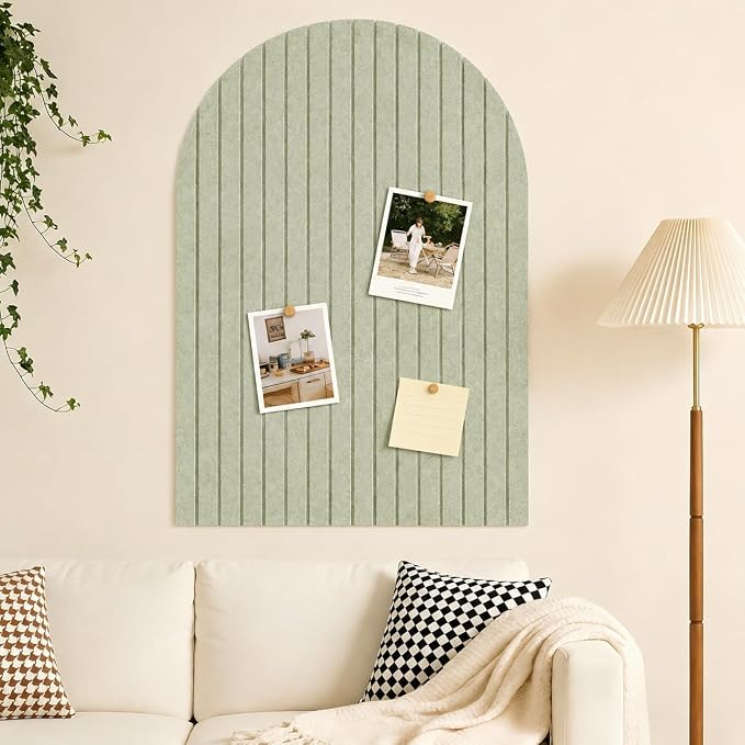 Large Arched Felt Bulletin Board, Sized 36" x 24" for Office & Wall Decor – 6 Customizable Adhesive Tiles with Pins are Perfect to Display Your Photos (Sage Green) - Image 7