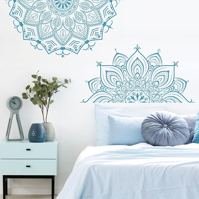 Large Mandala Wall Stickers Mandala Window Decals Yoga Room Wall Decoration | Headboard vinyl decoration, lotus peel and stick stickers, removable self adhesive decals, for bedroom living room yoga room - Image 3