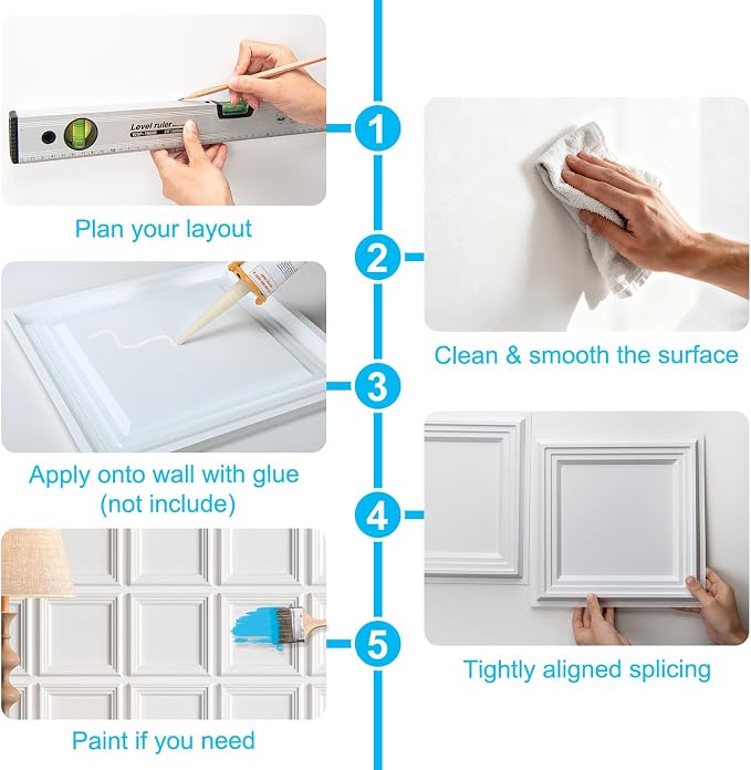 Art3d 33-Pack Accent 3D Textured Wall Panels, 11.8 x 11.8 in, White | Wipe Clean, PVC, Water Repellent, Impact Proof, Scratch Resist, Great for Living Room, Bedroom, Gaming Room, Office - Image 9