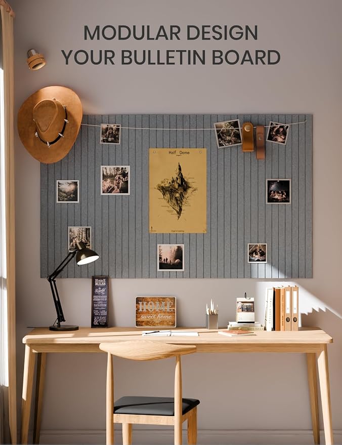Fluxynara 36" x 24" Large Felt Bulletin Board, Blue Gray | 6 Pack Cork Board Alternative with 30 Safe Adhesive Tabs, Pin Boards for Wall Decor, Home, Office, Classroom,Dorm - Image 6