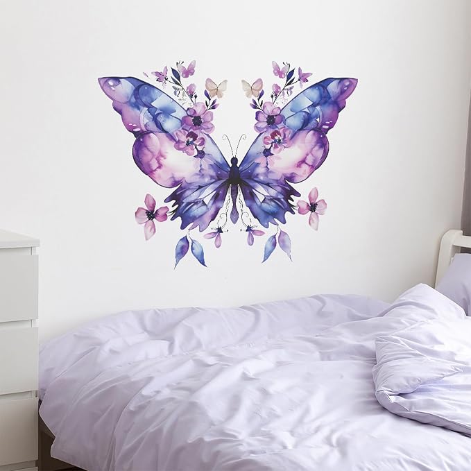 TUOKING Purple Butterfly Wall Stickers Removable PVC Wall Decals | Peel and Stick Floral Wall Art Murals Home Decor for Kitchen,Bedroom,Living Room(fun-e89) - Image 6