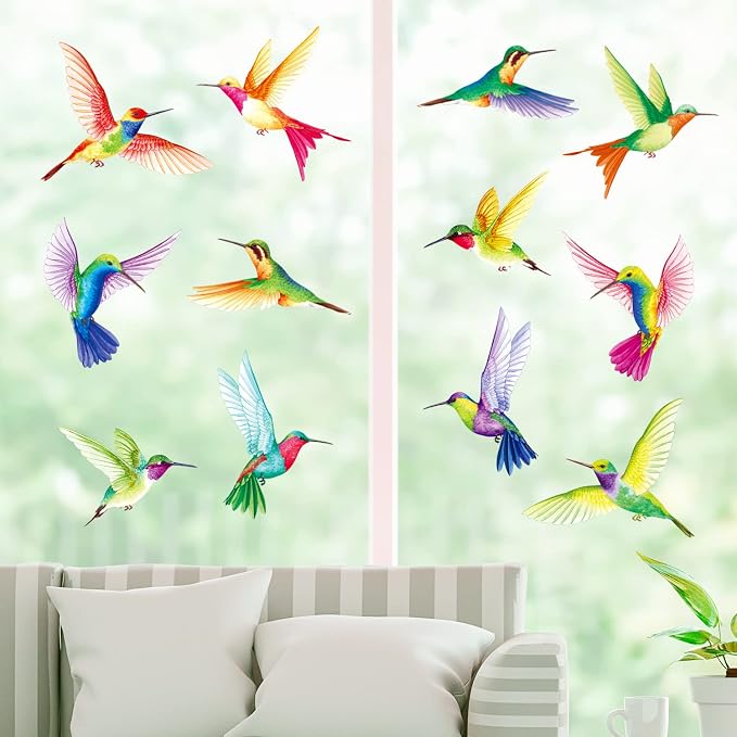 DECOWALL 12 Colorful Hummingbirds Wall Stickers Decals Watercolor (DS6-8060 | Peel and stick removable decor with vibrant multicolor flying birds for nursery, bedroom, living room, office and window - Image 7