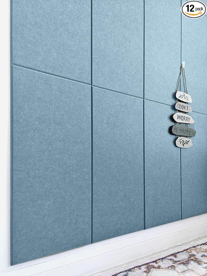 Acoustic Panels 12-Pack Soundproof Wall Panels 24"X12"X0.35" Sound Panels High Density Sound Dampening Panels - Gray Blue by DesignerManufacturerofInnovativeBulletinBoardSolutionsforHomeOffice