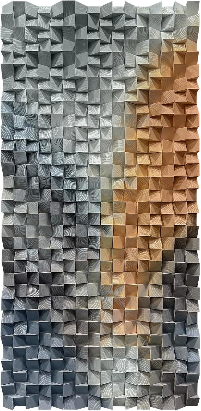 LIUZEYUE - Large wooden block artworks integrated into home living room walls, encountering a leisurely and romantic lifestyle atmosphere. Wooden decorations blend poetic space 27.6"x55.1" - Image 2