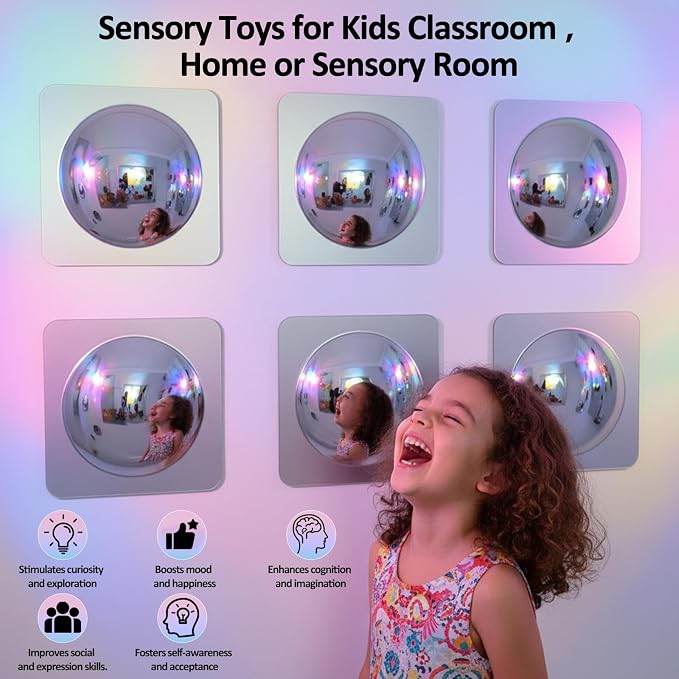 Handepo 16 Pack Sensory Bubble Wall Mirror 10" Interactive Acrylic Mirrors for Wall Decor Sensory Toddler Mirror Toys for Kids Classroom Home Visual Tactile Stimulate Cognitive - Image 6