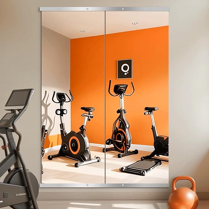 Home Gym Mirror for Wall, 70x24x2PCS Frameless Full Length Mirror, Silver by TRAHOME