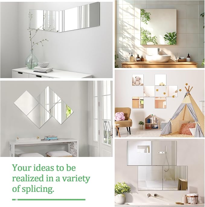16 x 16 in Glass Mirror Tile for Wall, 2mm Thick Square Wall Mirror - Image 6