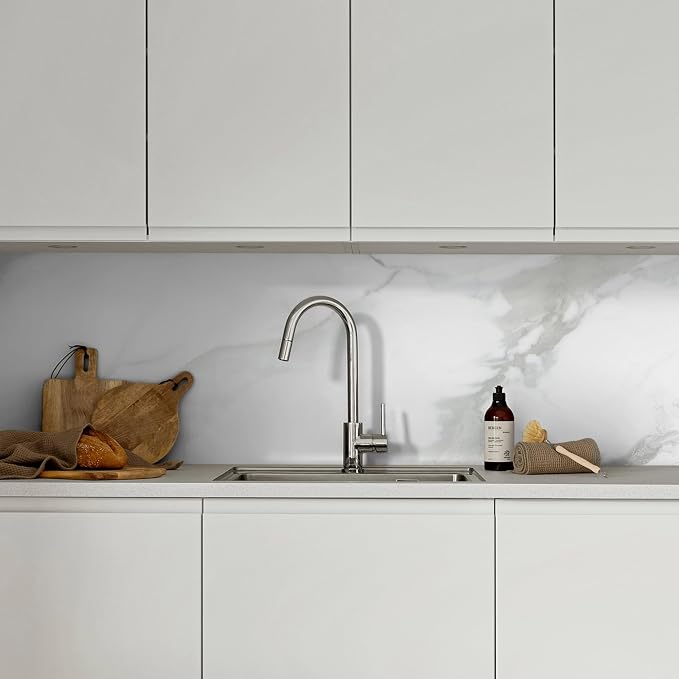 Marble Peel and Stick Waterproof Wall Paneling, 118" x 47" Carrara White Matte Finish Self-Adhesive Backsplash Tile Vinyl Wall Panel for Kitchen Bathroom Wall Decor, Covers 38.75 Sq. Ft. - Image 8