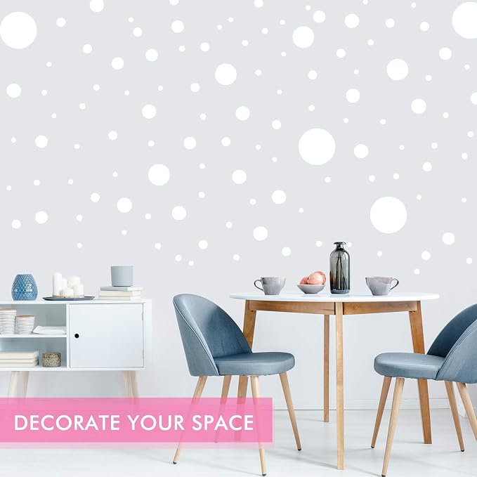 Zonon 264 Pcs White Polka Dot Wall Decals, Circle Vinyl Stickers | Removable Peel and Stick, For Nursery Bedroom Playroom Classroom Decor, Easy Application on Smooth Surfaces, Safe Vinyl - Image 4