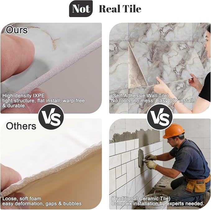 30Pcs Marble Wall Panels 23.6"X11.8" PVC Waterproof Tiles Peel and Stick Wall Panels Self Adhesive Backsplash Tiles for Kitchen Living Rooms TV Walls Bathroom Rv Camper Van (Not Real Tile) - Image 9