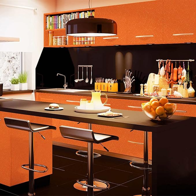 Orange Peel and Stick Self Adhesive Wallpaper Countertop Contact Paper | Removable Embossed Silk Waterproof Bathroom Wallpaper 15.7" X 393.7" Kitchen Vinyl Wrap for Cabinet Shelf Liner Paper - Image 7