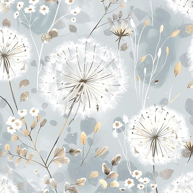 Nukofal Floral Wallpaper Peel and Stick Dandelion Contact Paper for Cabinet | Dandelion Peel and Stick Wallpaper Floral Contact Paper 16.9"x393.7" Self Adhesive Removable Waterproof Drawers Decor Vinyl by Nukofal