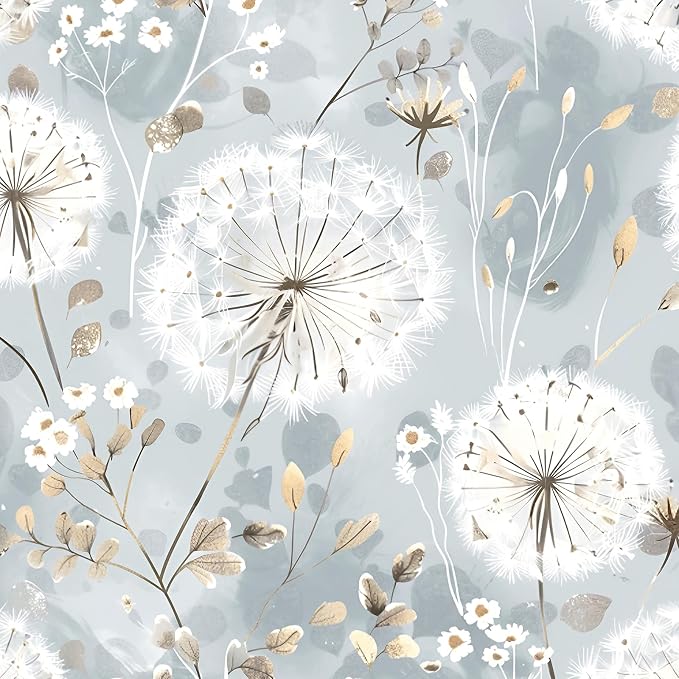 Nukofal Floral Wallpaper Peel and Stick Dandelion Contact Paper for Cabinet | Dandelion Peel and Stick Wallpaper Floral Contact Paper 16.9"x590.5" Self Adhesive Removable Waterproof Drawers Decor Vinyl by Nukofal