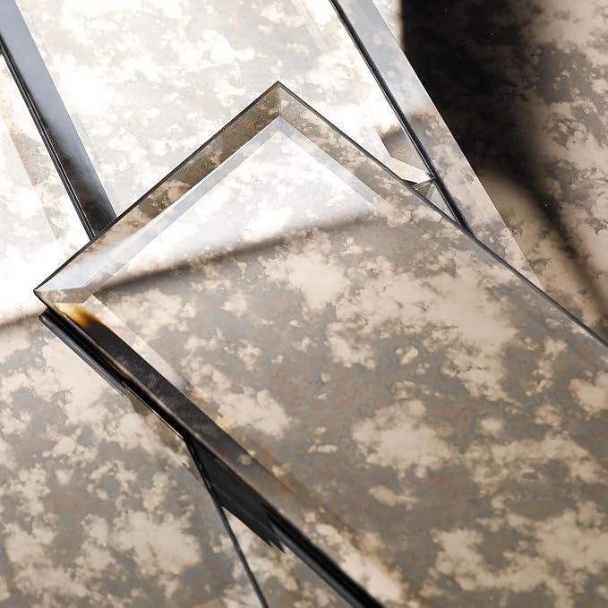 Brown Antique Peel and Stick Mirror Subway Tile 3 x 6 Inch Beveled Mirror Tiles for Kitchen Backsplash Bathroom Wall Pack of 40 Pieces by Adedeo